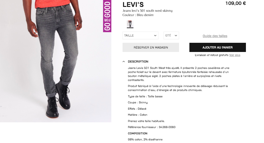 Jeans slim Levi's-go-for-good-des-galeries-lafayette